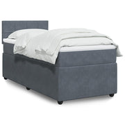 Box spring krevet s madracem tamnosivi 90x200 cm baršunasti