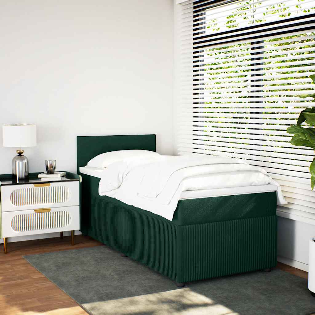 Box spring krevet s madracem tamnozeleni 100x200 cm baršunasti