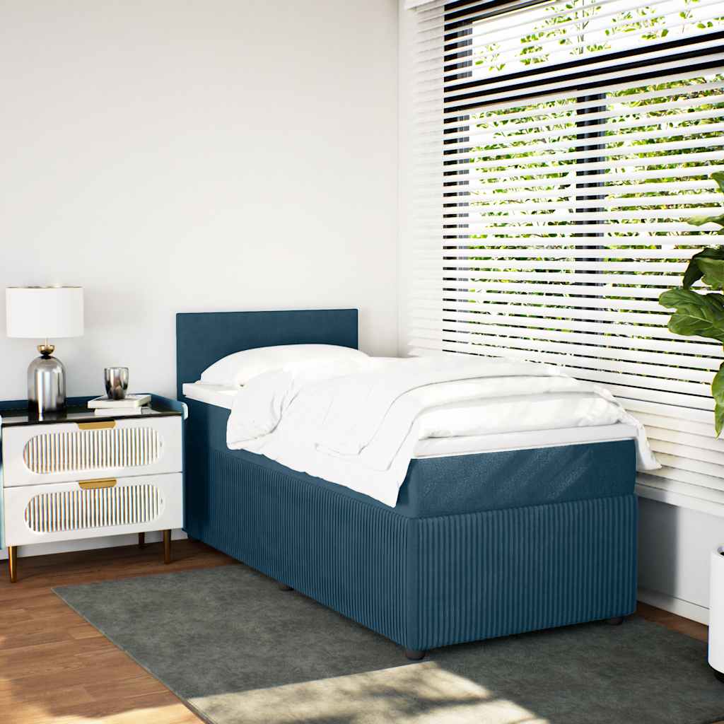 Box spring krevet s madracem plavi 100x200 cm baršunasti