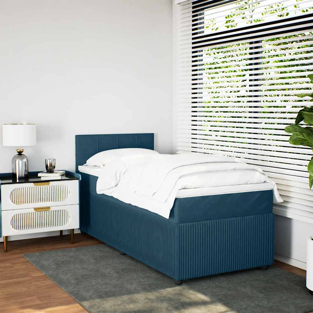 Box spring krevet s madracem plavi 100x200 cm baršunasti