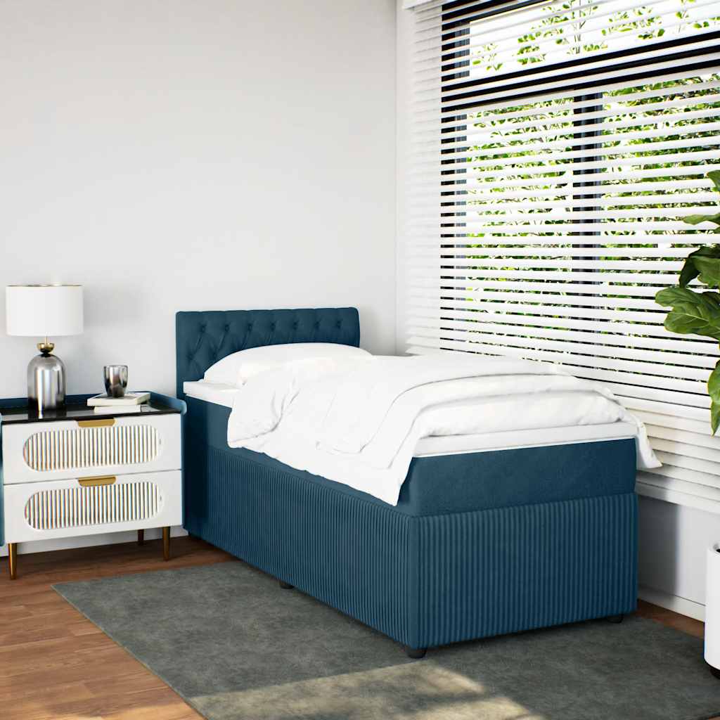 Box spring krevet s madracem plavi 100x200 cm baršunasti