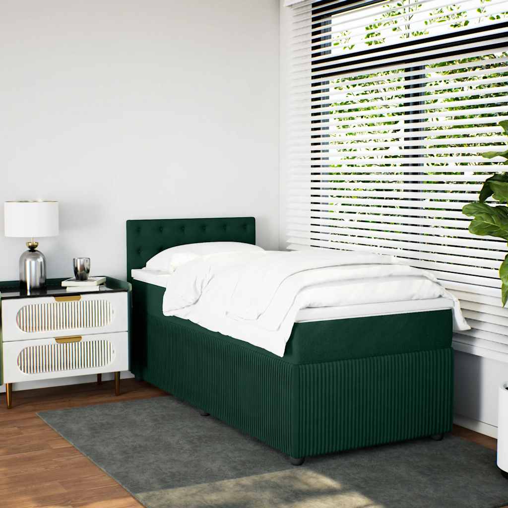 Box spring krevet s madracem tamnozeleni 100x200 cm baršunasti