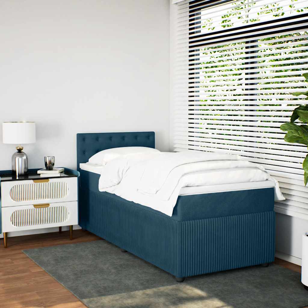 Box spring krevet s madracem plavi 100x200 cm baršunasti