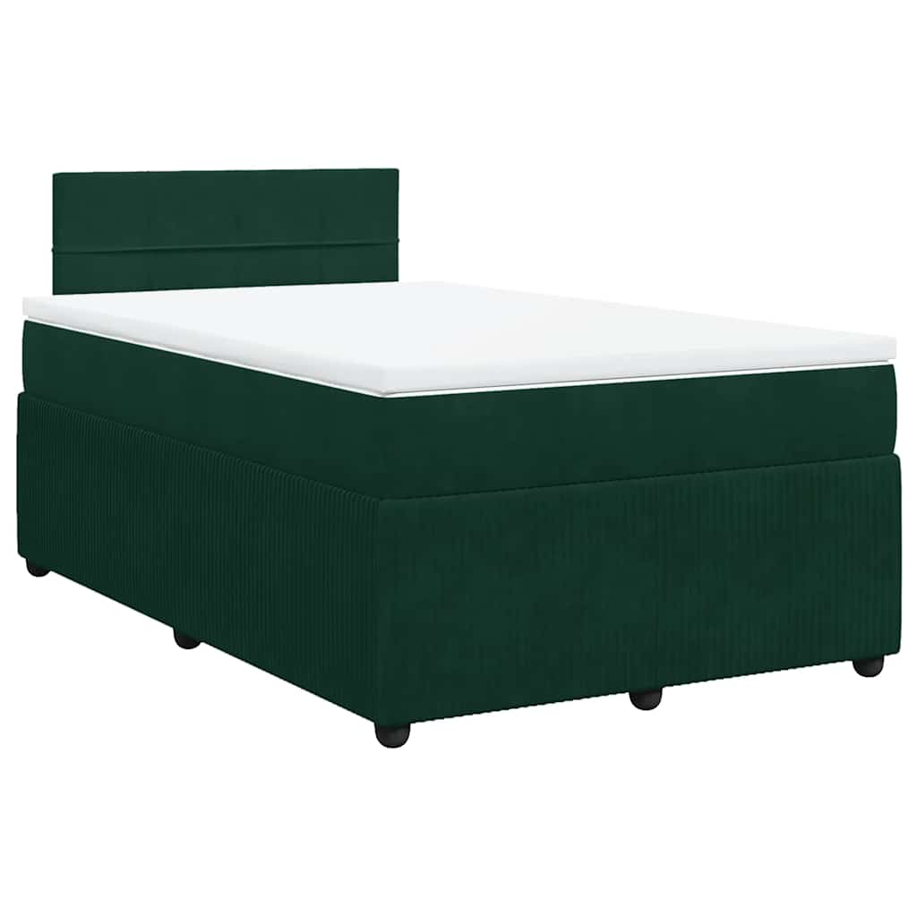 Krevet box spring s madracem tamnozeleni 120x190 cm baršunasti