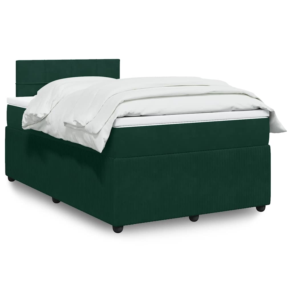 Krevet box spring s madracem tamnozeleni 120x190 cm baršunasti