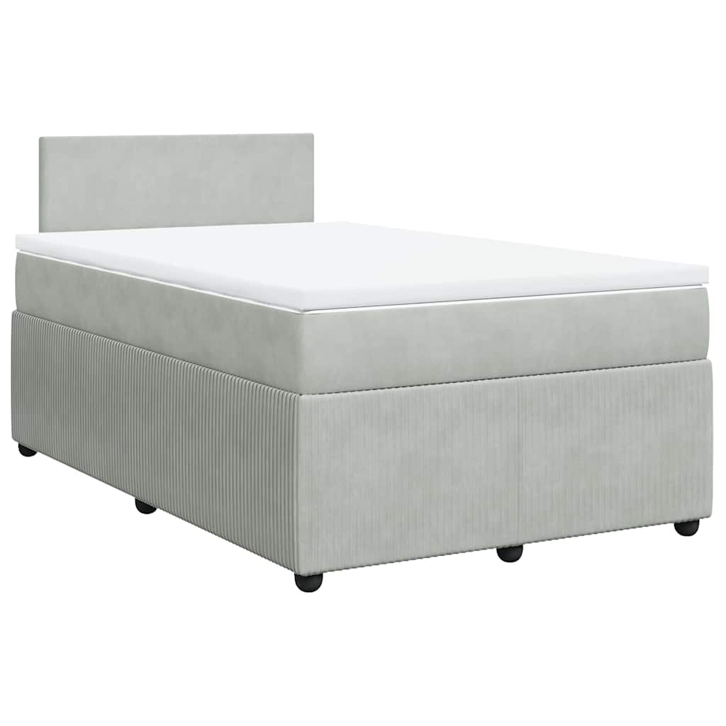 Box spring krevet s madracem svjetlosivi 120x200 cm baršunasti