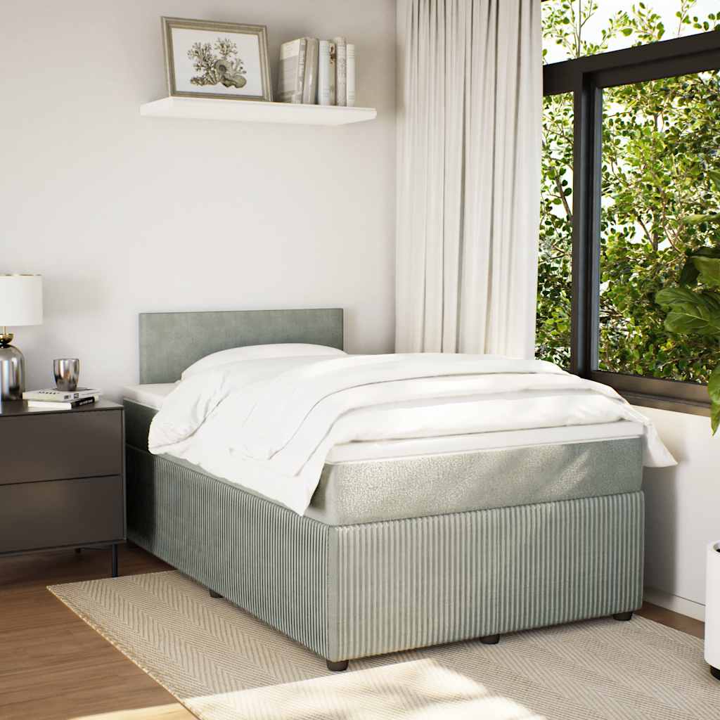 Box spring krevet s madracem svjetlosivi 120x200 cm baršunasti