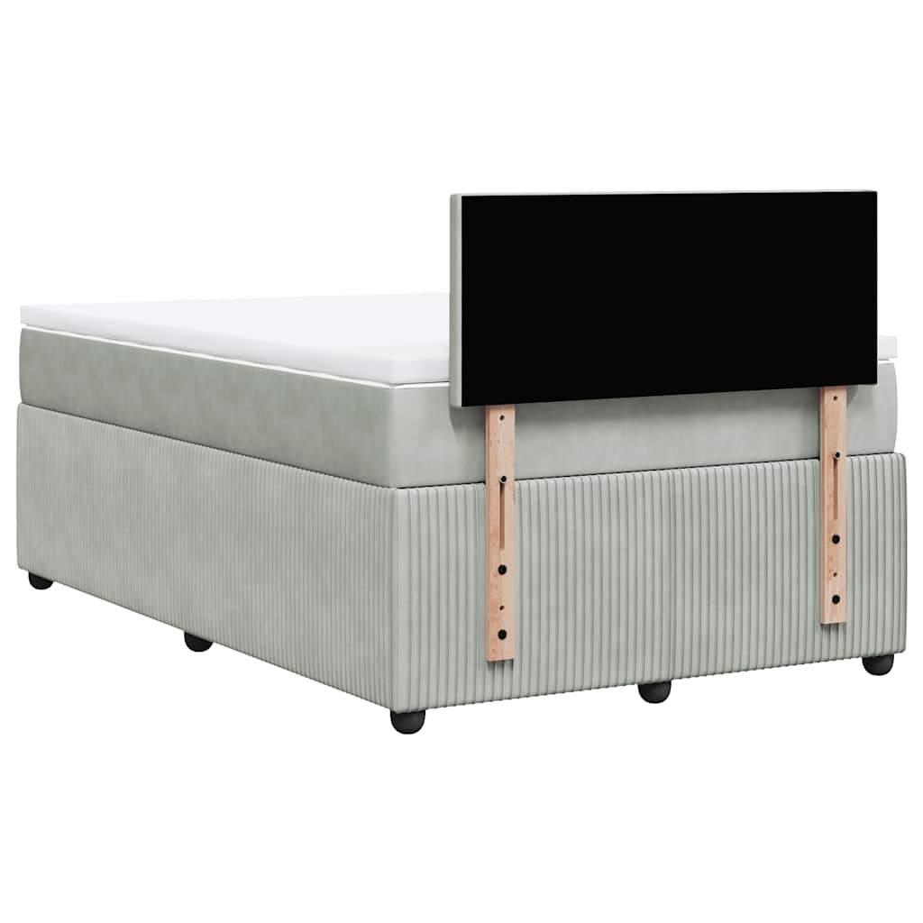 Box spring krevet s madracem svjetlosivi 120x200 cm baršunasti