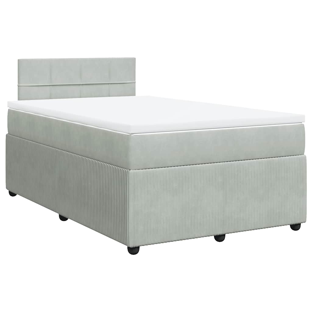 Box spring krevet s madracem svjetlosivi 120x200 cm baršunasti