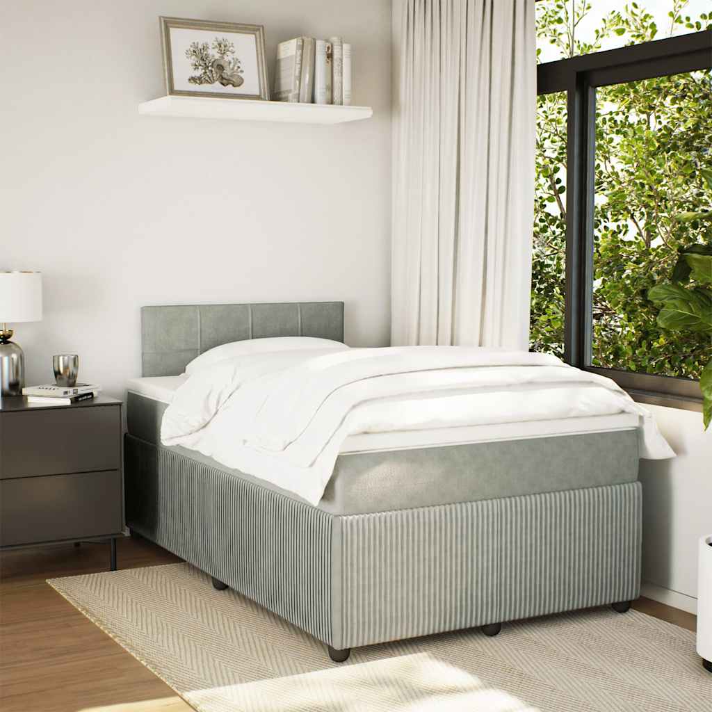 Box spring krevet s madracem svjetlosivi 120x200 cm baršunasti