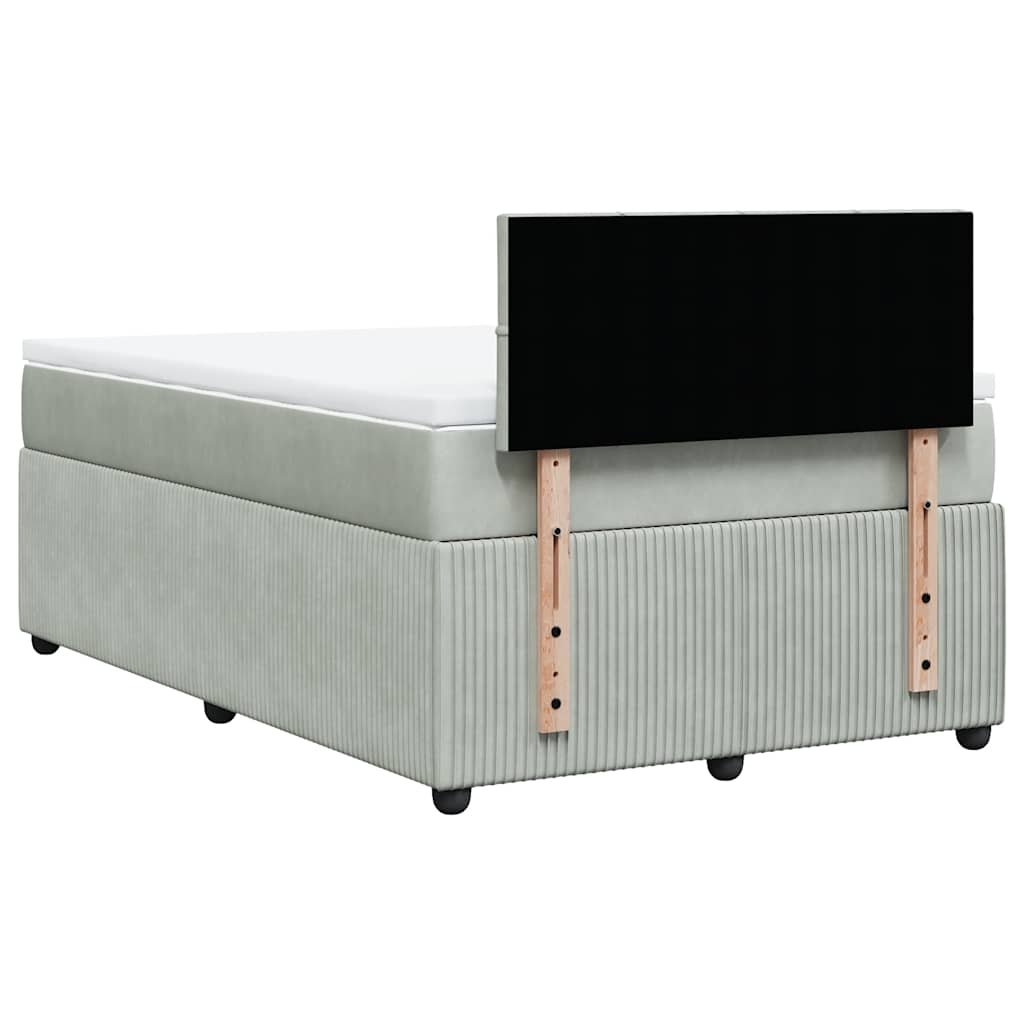 Box spring krevet s madracem svjetlosivi 120x200 cm baršunasti