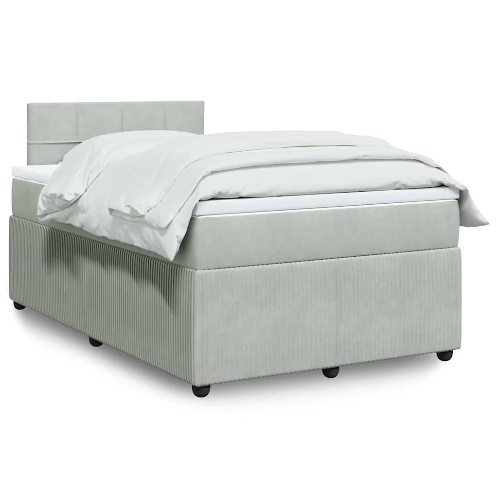 Box spring krevet s madracem svjetlosivi 120x200 cm baršunasti