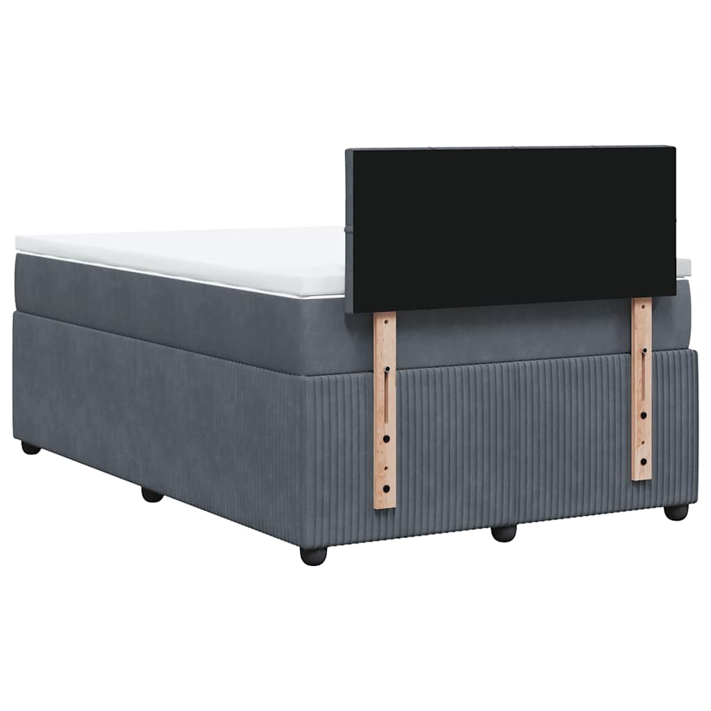Box spring krevet s madracem tamnosivi 120 x 200 cm baršunasti