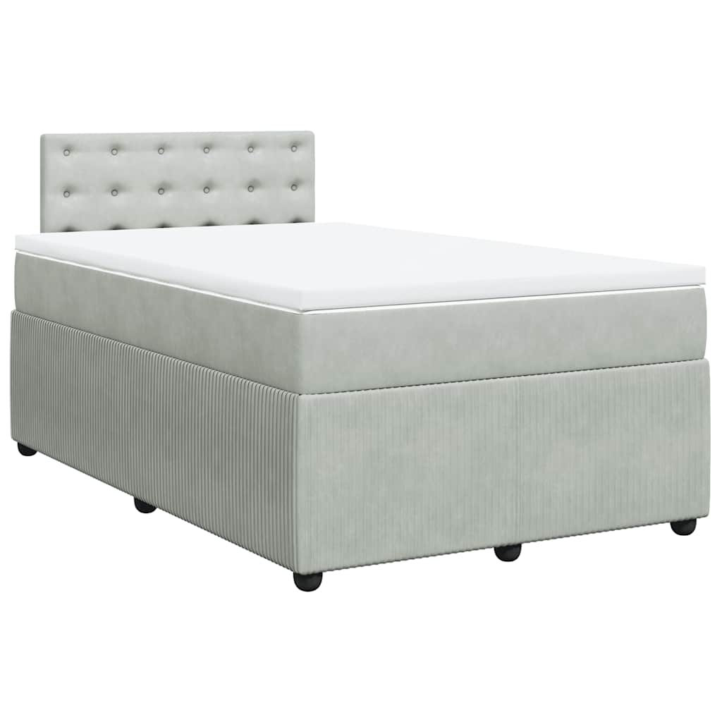 Box spring krevet s madracem svjetlosivi 120x200 cm baršunasti