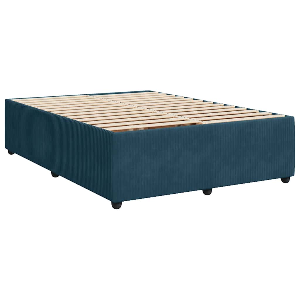 Krevet s oprugama i madracem plavi 140x190 cm baršunasti