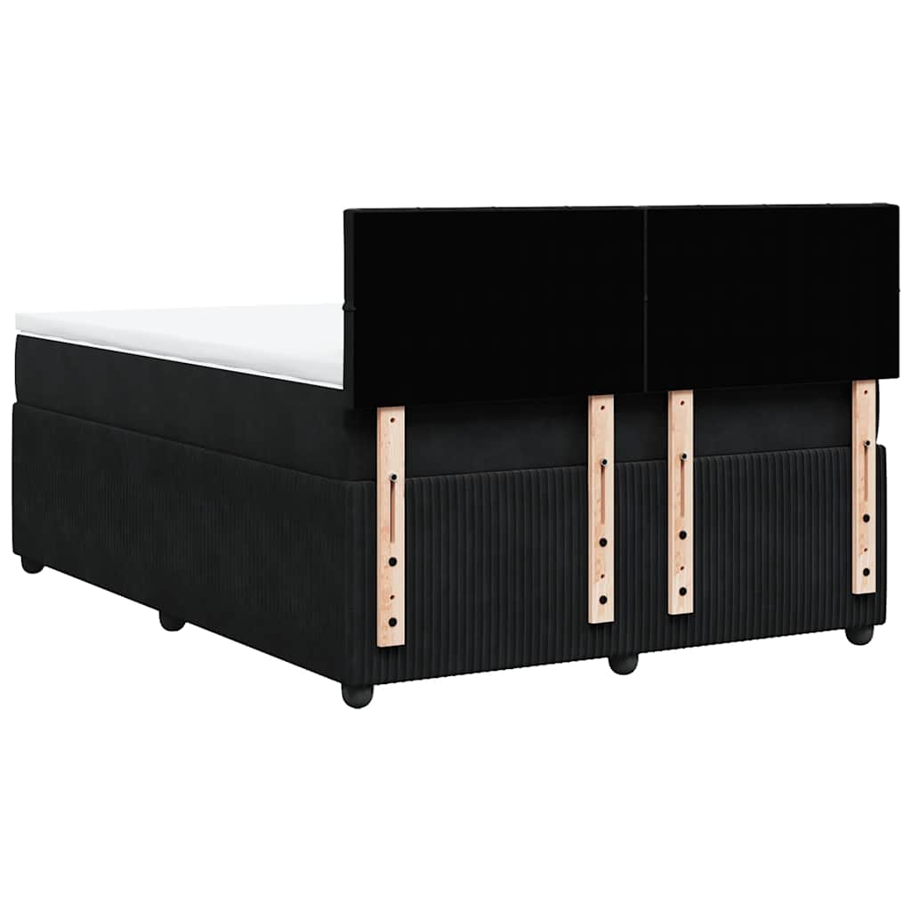 Krevet s oprugama i madracem crni 160x200 cm baršunasti
