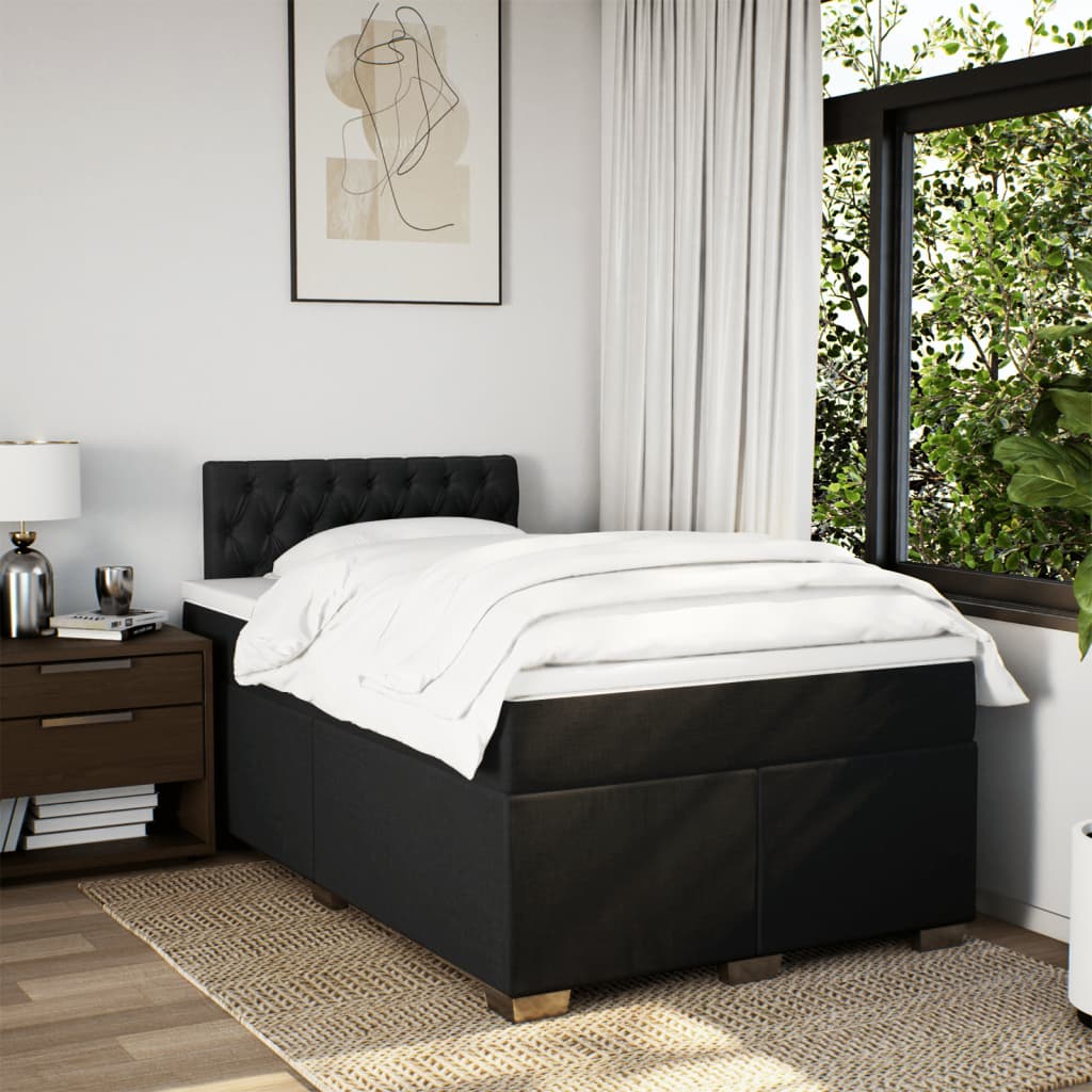 Krevet box spring s madracem crni 120 x 190 cm od tkanine