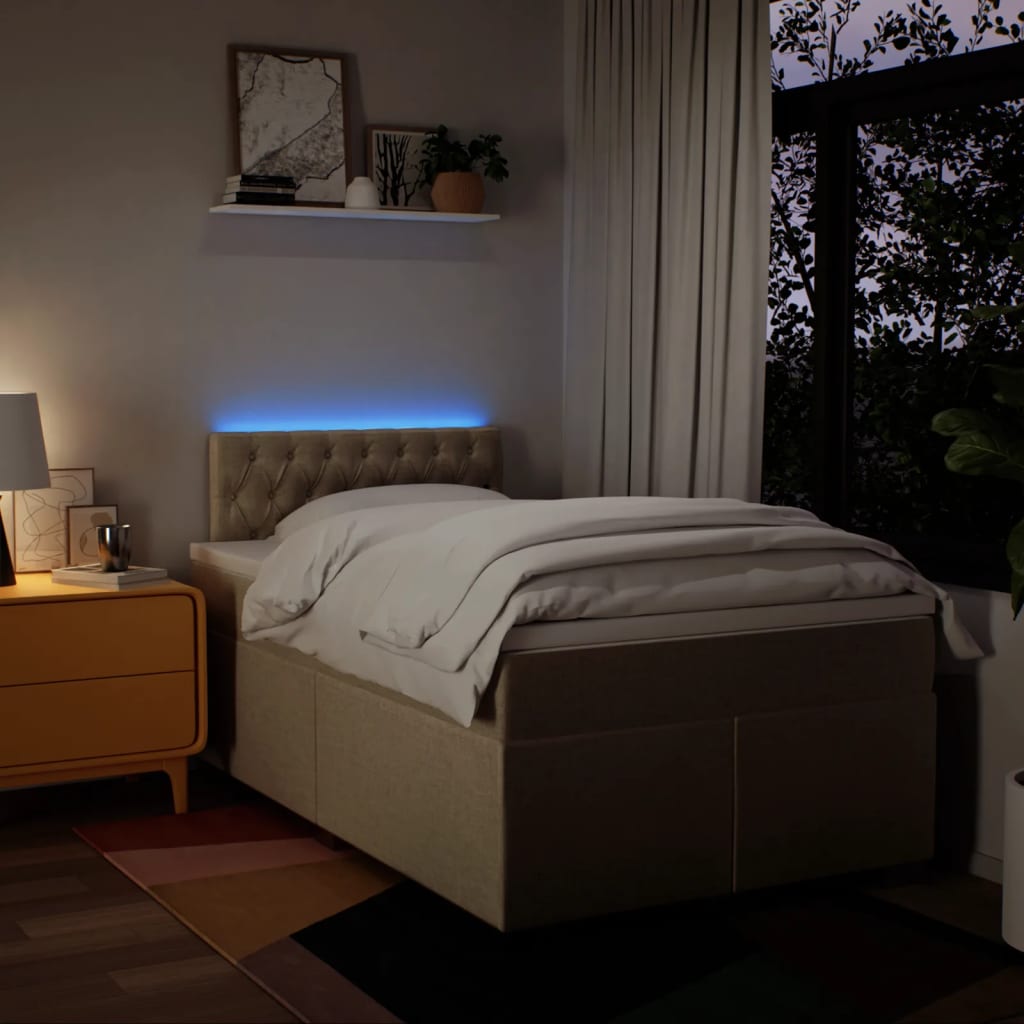 Krevet box spring s madracem krem 120 x 190 cm od tkanine