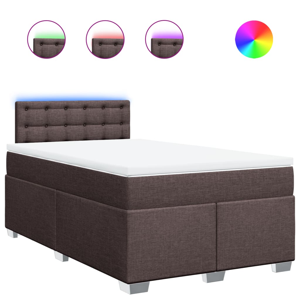 Krevet box spring s madracem tamnosmeđi 120 x 190 cm od tkanine