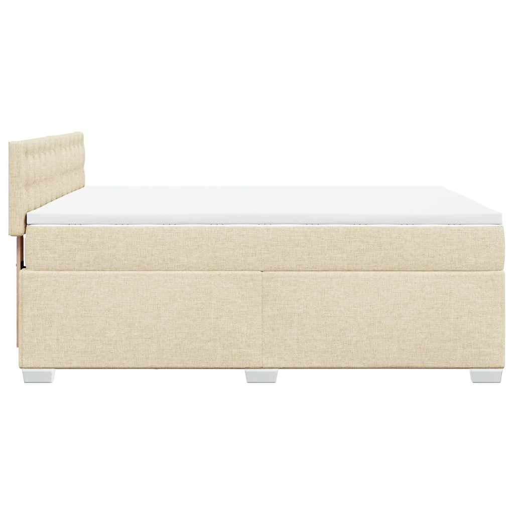 Krevet s oprugama i madracem krem 140 x 190 cm od tkanine