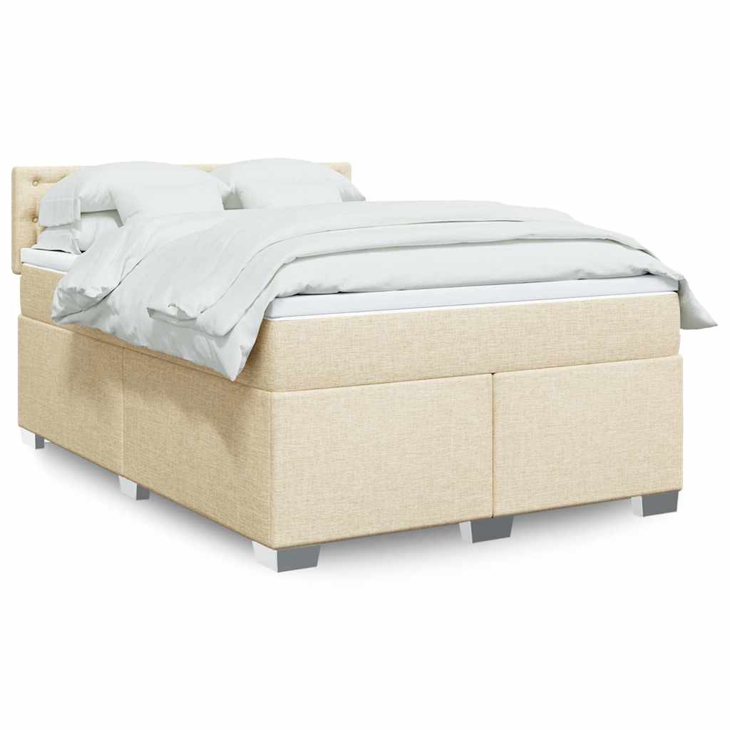 Krevet s oprugama i madracem krem 140 x 190 cm od tkanine
