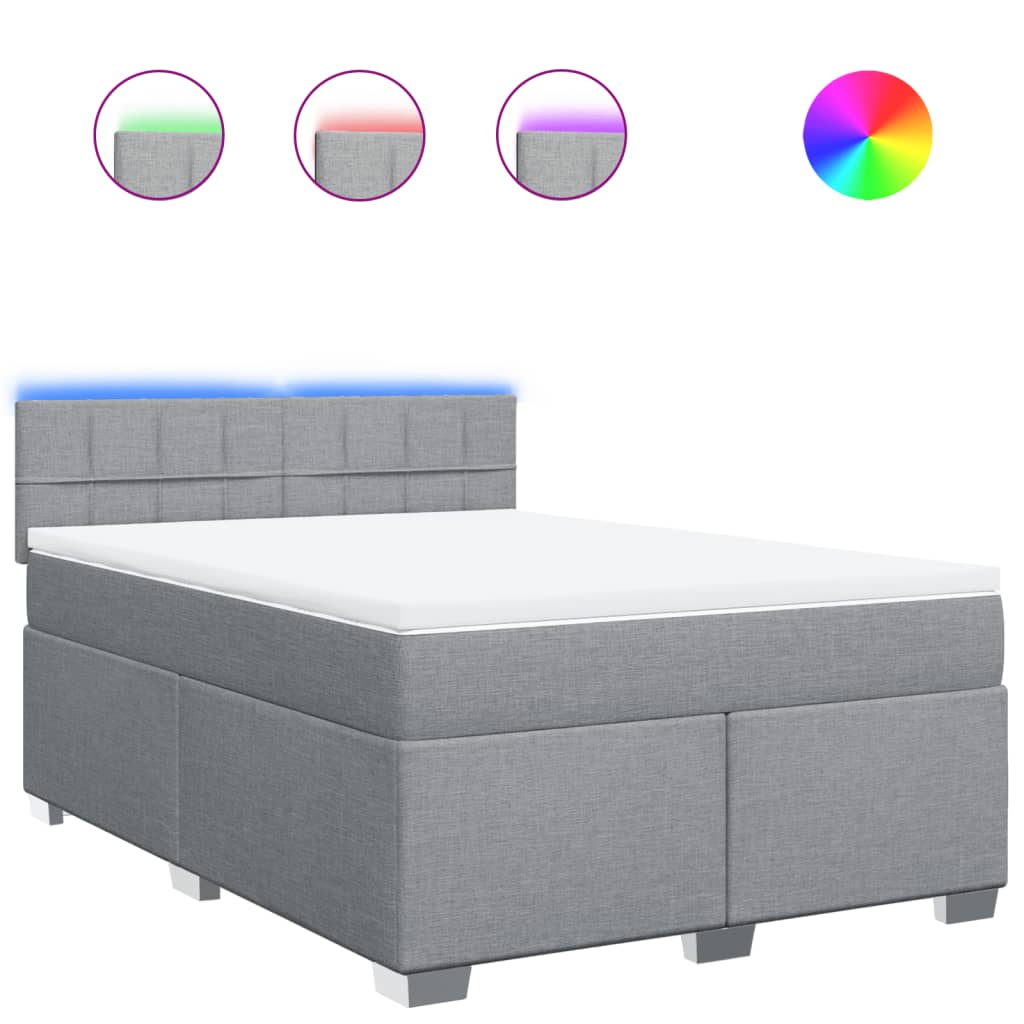 Krevet box spring s madracem svjetlosivi 140x200 cm od tkanine