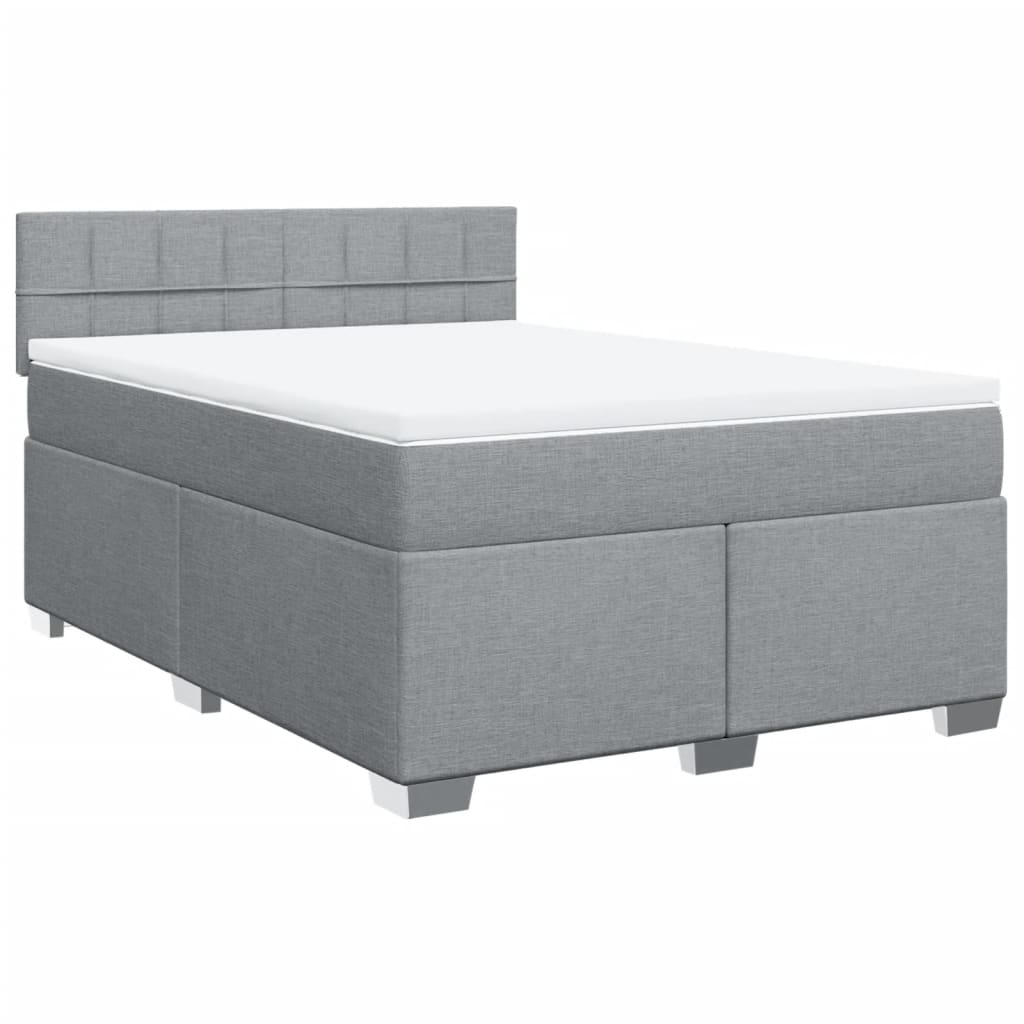 Krevet box spring s madracem svjetlosiva 160x200 cm tkanina
