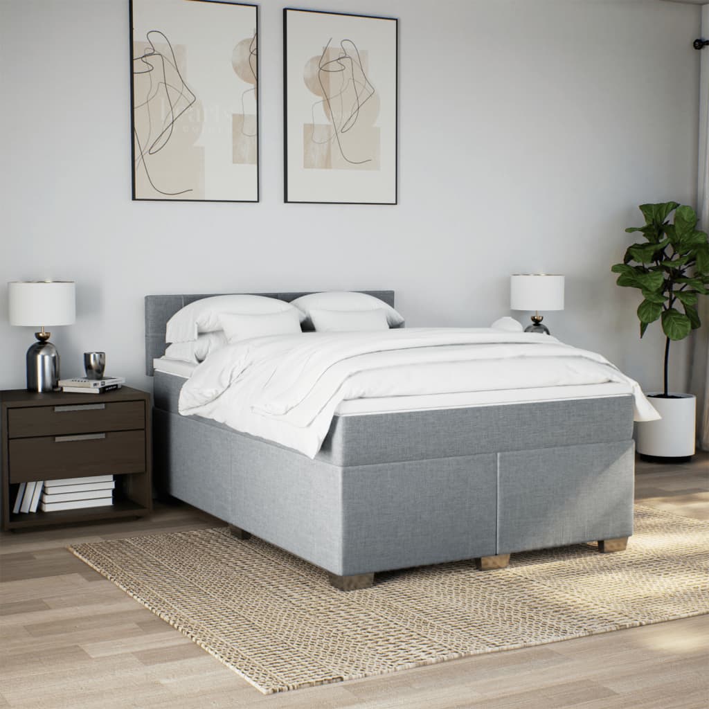 Krevet box spring s madracem svjetlosiva 160x200 cm tkanina
