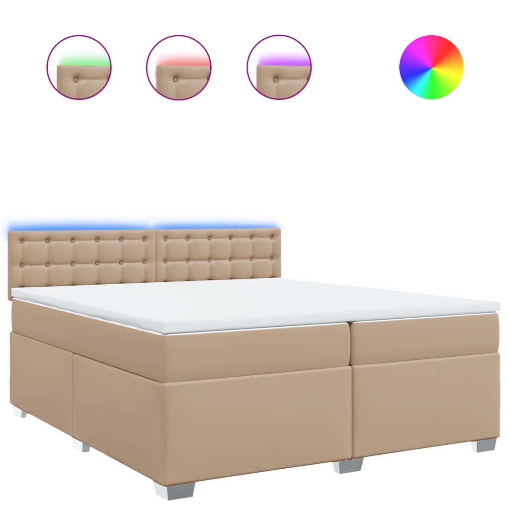 Krevet box spring s madracem cappuccino 200x200cm umjetna koža