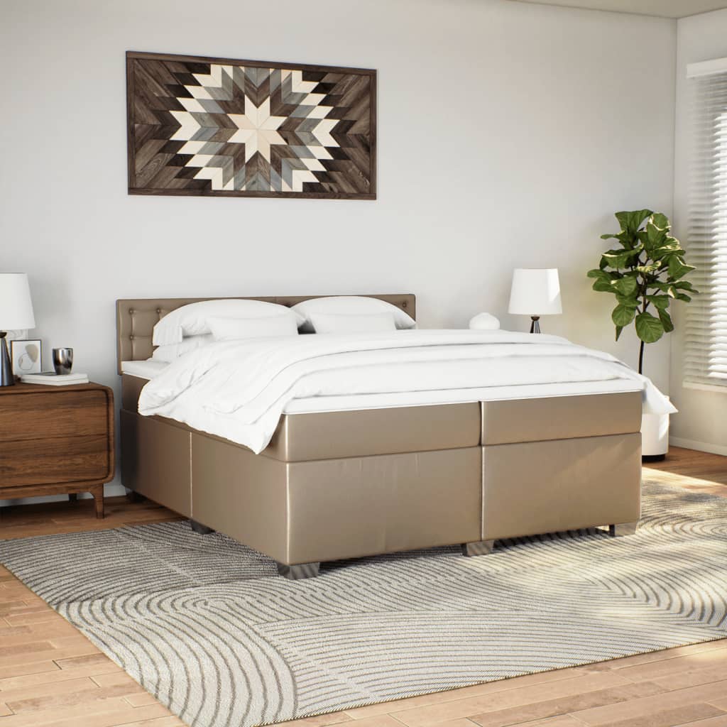 Krevet box spring s madracem cappuccino 200x200cm umjetna koža
