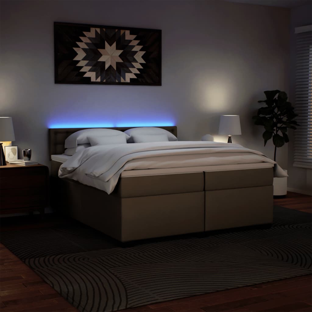 Krevet box spring s madracem cappuccino 200x200cm umjetna koža