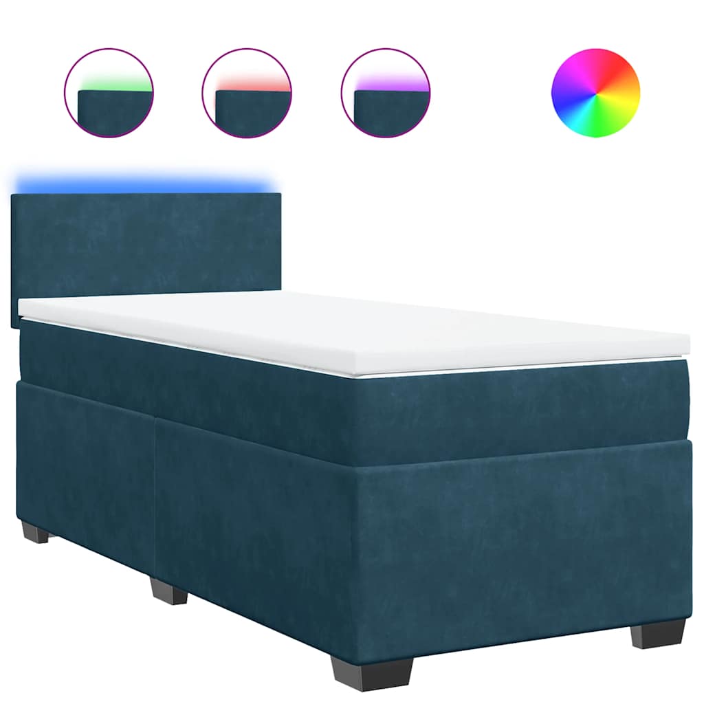 Box spring krevet s madracem plavi 80 x 200 cm baršunasti