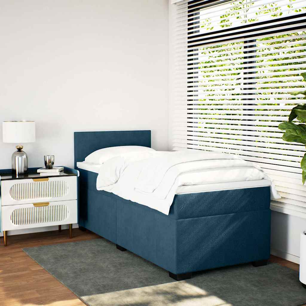 Box spring krevet s madracem plavi 80 x 200 cm baršunasti