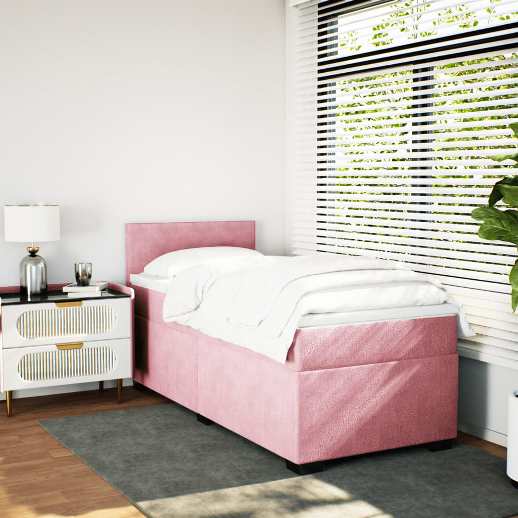 Box spring krevet s madracem ružičasti 80 x 200 cm baršunasti