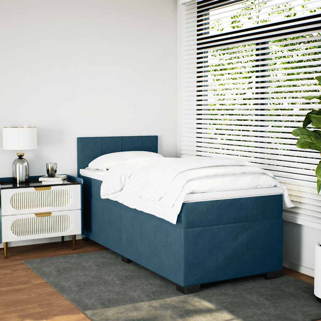 Box spring krevet s madracem plavi 80 x 200 cm baršunasti