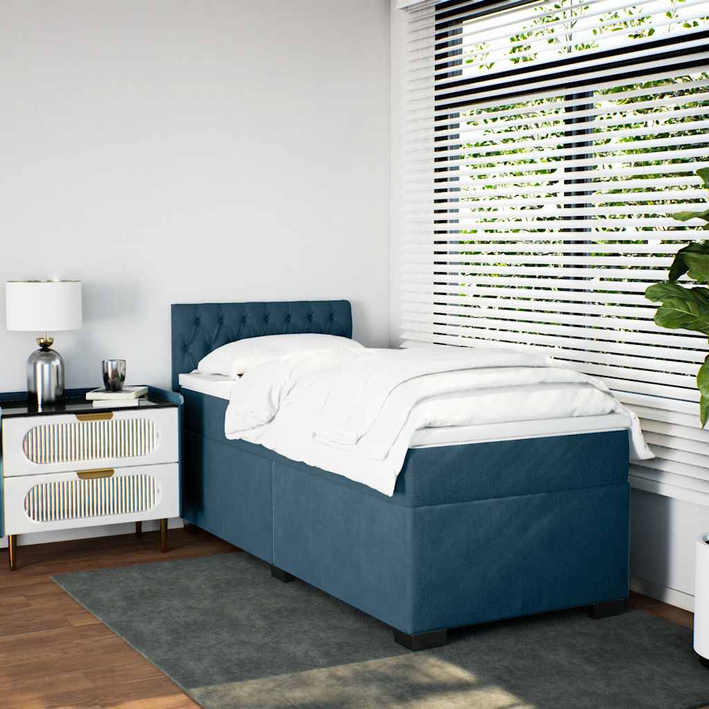 Box spring krevet s madracem plavi 80 x 200 cm baršunasti