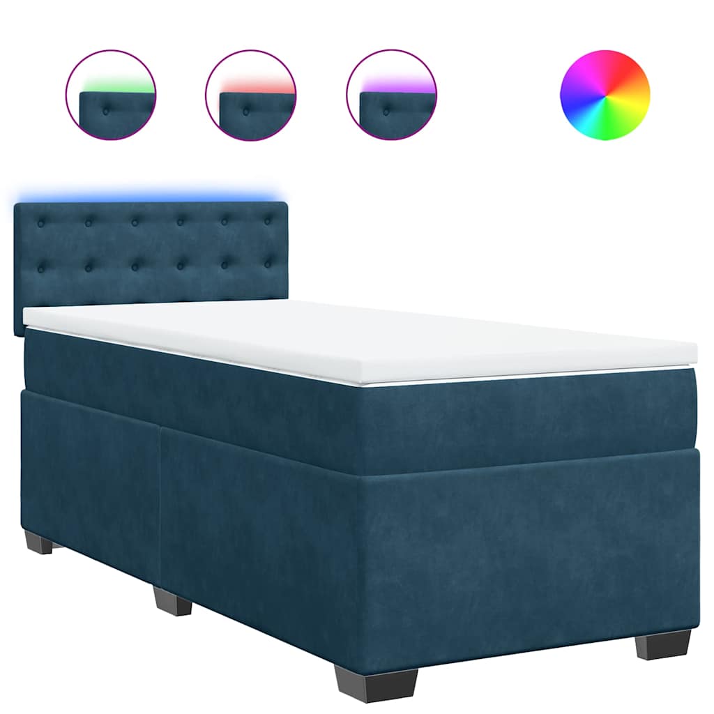 Box spring krevet s madracem plavi 80 x 200 cm baršunasti