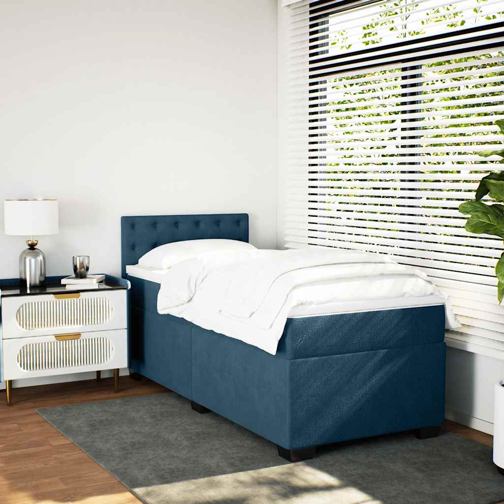 Box spring krevet s madracem plavi 80 x 200 cm baršunasti