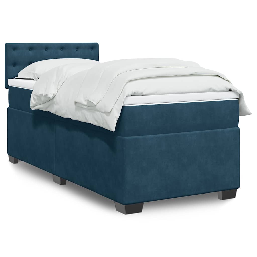 Box spring krevet s madracem plavi 80 x 200 cm baršunasti