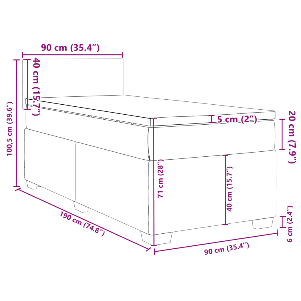 Box spring krevet s madracem crni 90x190 cm baršunasti