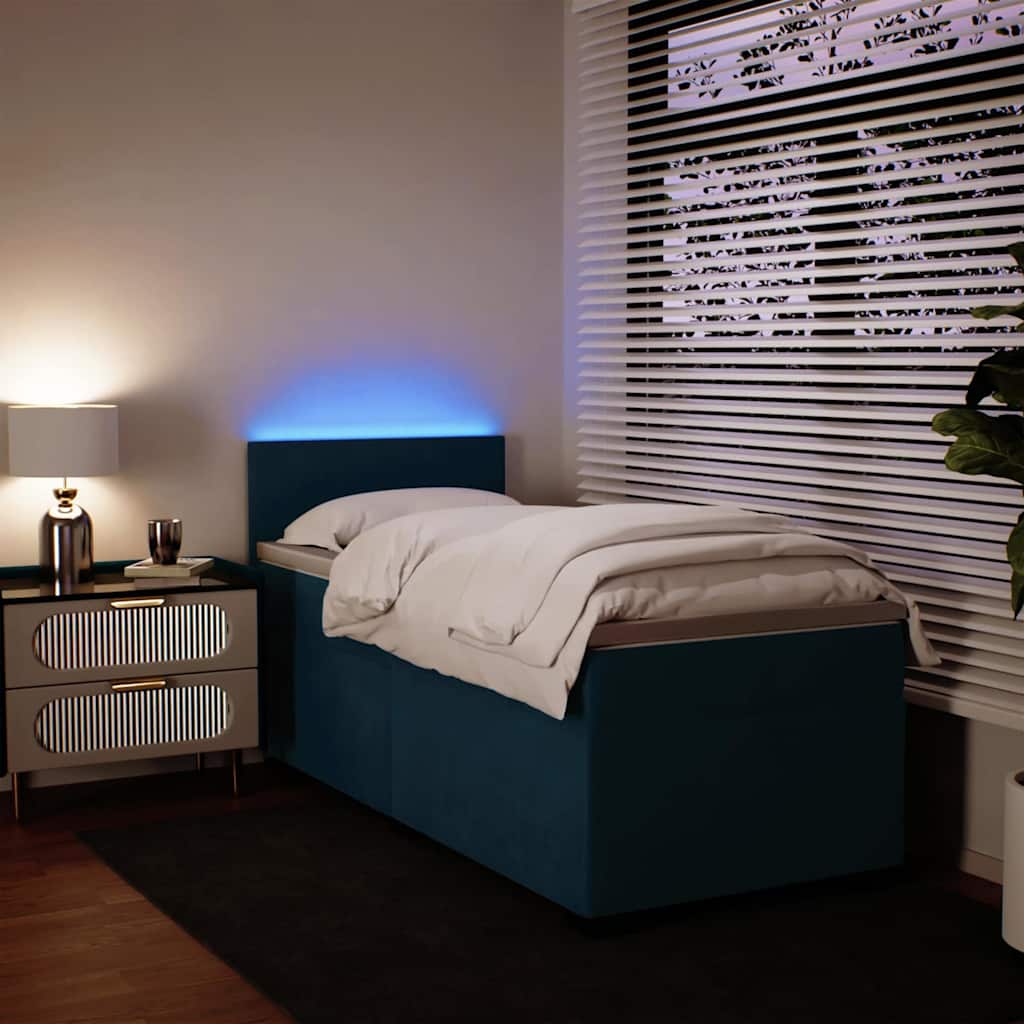 Box spring krevet s madracem plavi 90x190 cm baršunasti