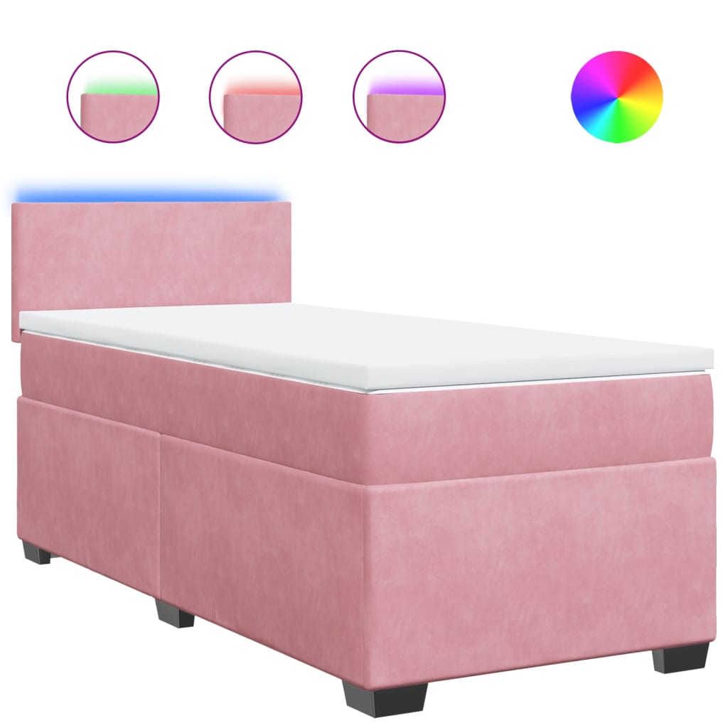 Box spring krevet s madracem ružičasti 90x190 cm baršunasti