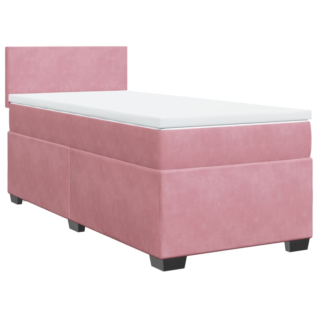 Box spring krevet s madracem ružičasti 90x190 cm baršunasti
