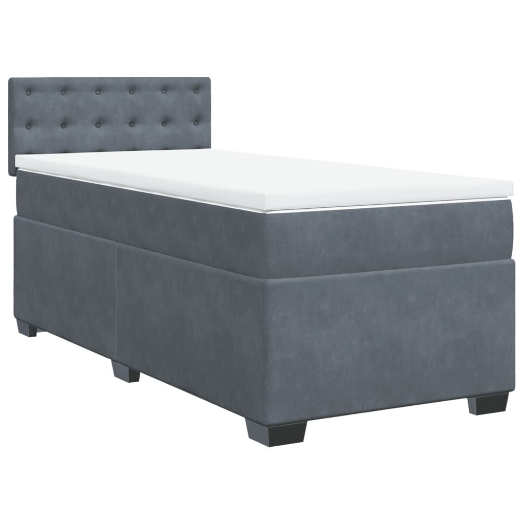 Box spring krevet s madracem tamnosivi 90x190 cm baršunasti