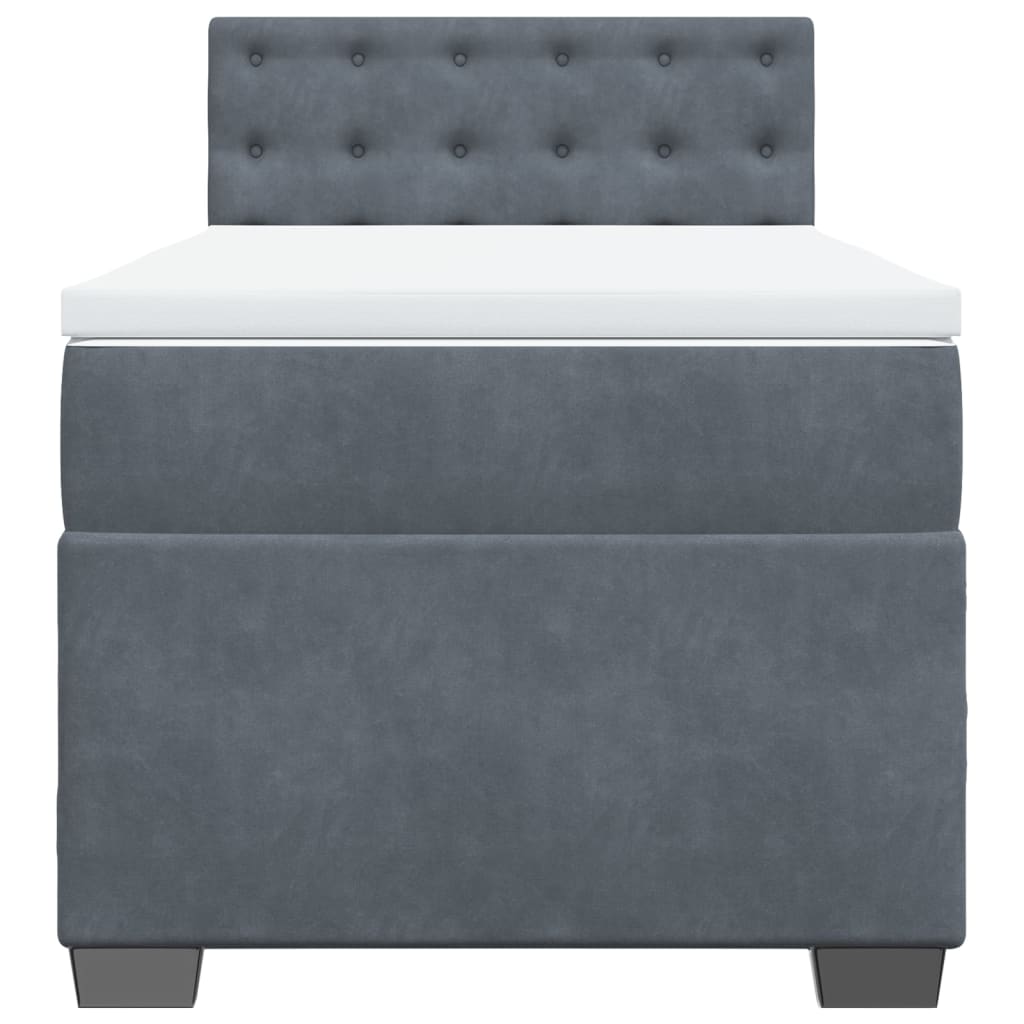 Box spring krevet s madracem tamnosivi 90x190 cm baršunasti