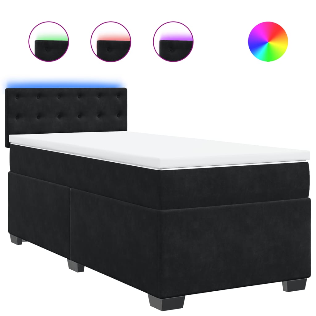 Box spring krevet s madracem crni 90x190 cm baršunasti