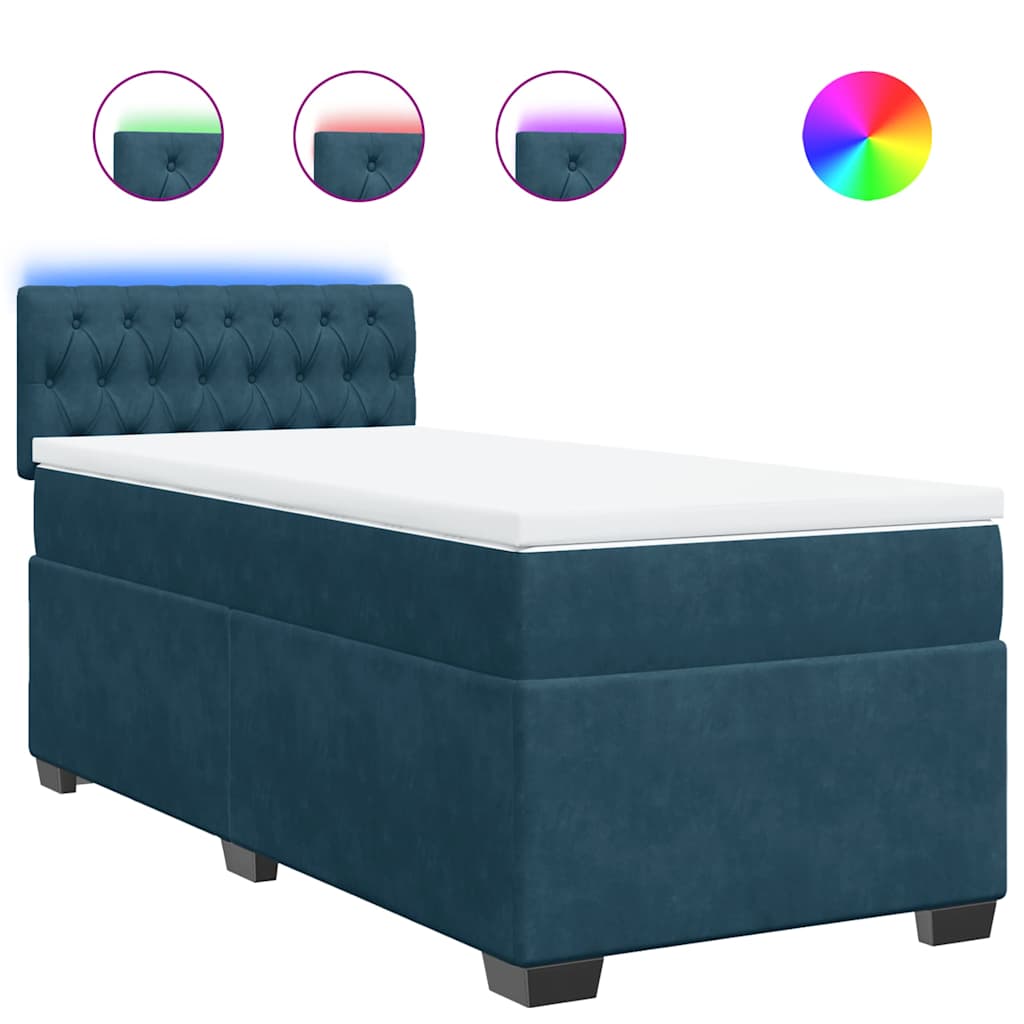 Box spring krevet s madracem plavi 90x190 cm baršunasti
