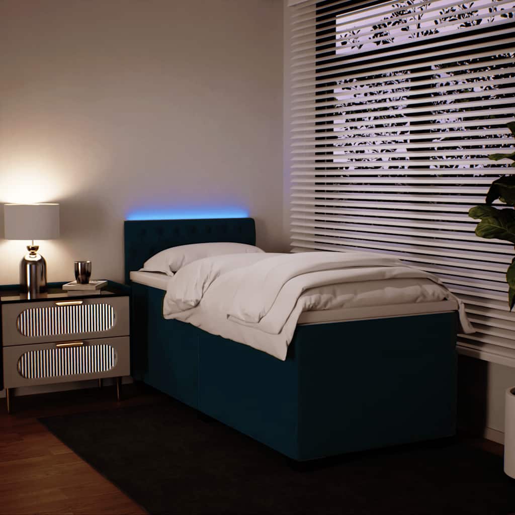 Box spring krevet s madracem plavi 90x190 cm baršunasti