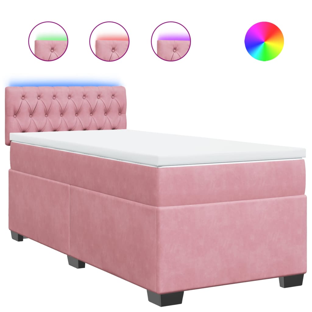 Box spring krevet s madracem ružičasti 90x190 cm baršunasti