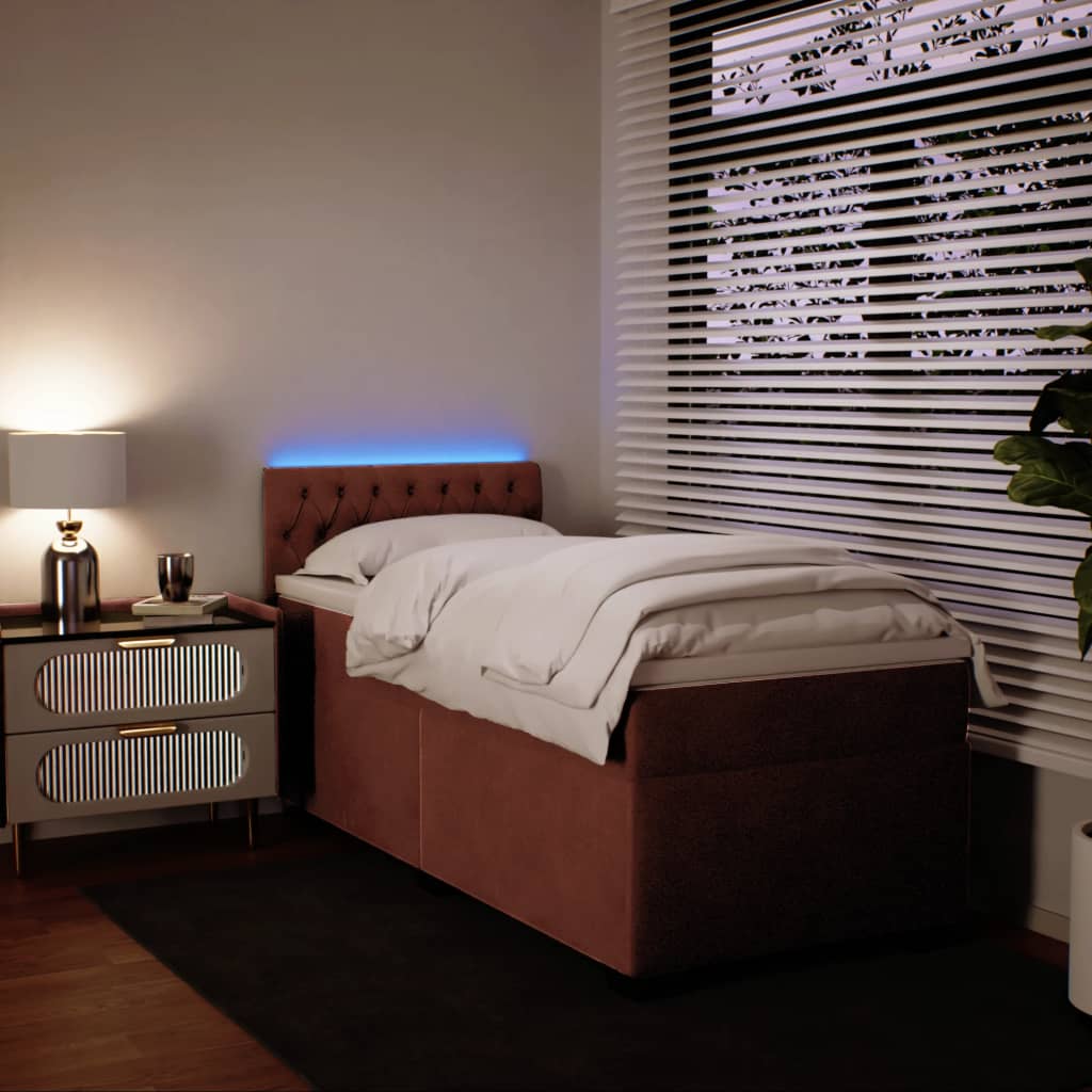 Box spring krevet s madracem ružičasti 90x190 cm baršunasti